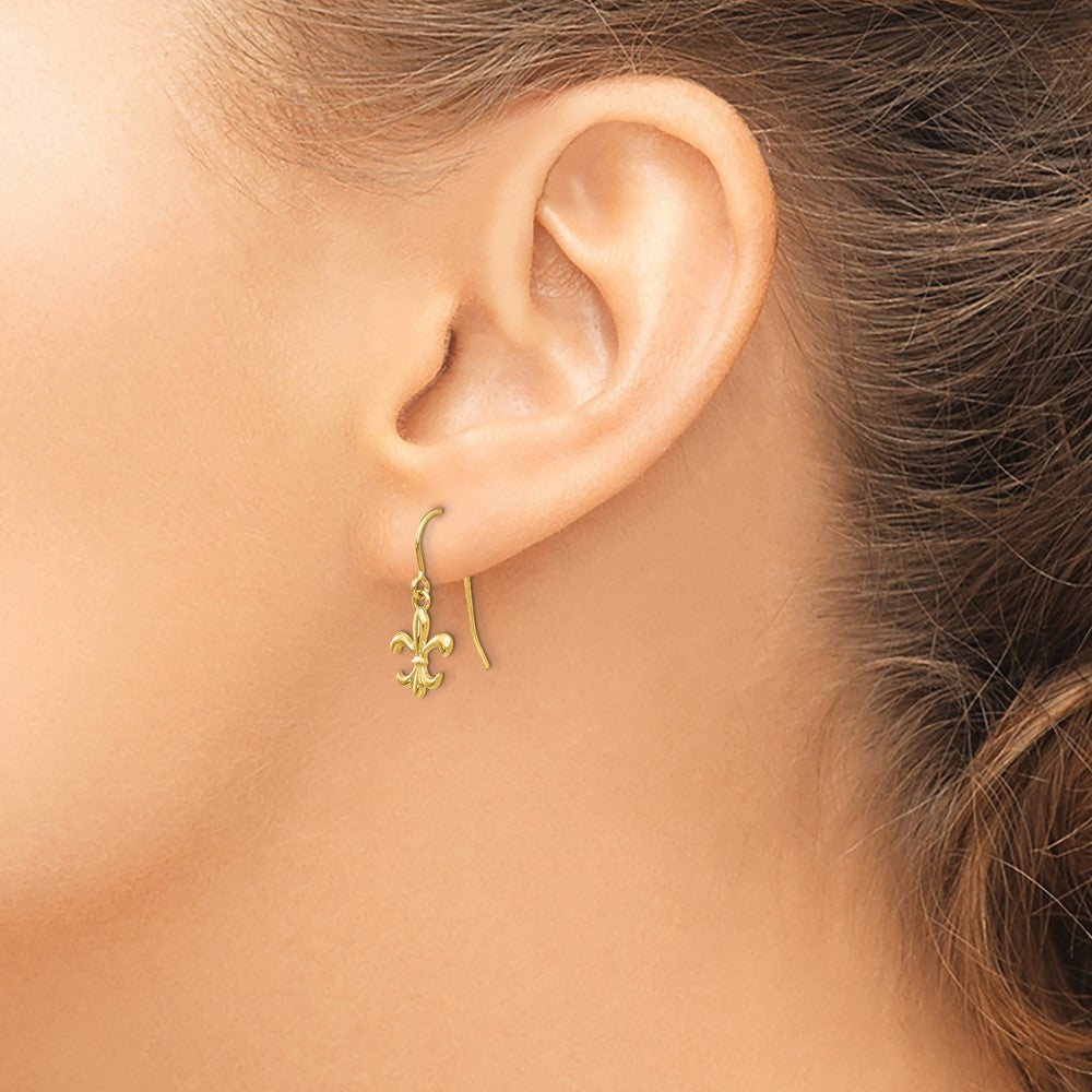 Buy Stylish 14K Gold Fleur de Lis Drop Earrings - High-Quality Design