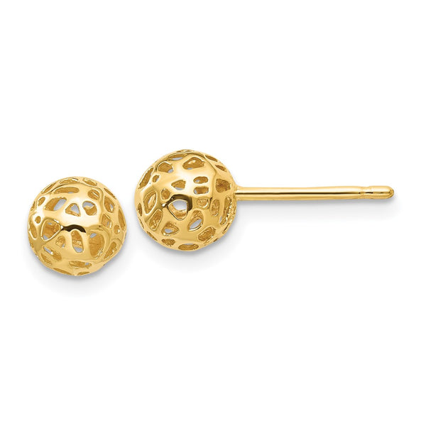 14K Yellow Gold Elegant Ball Stud Earrings
