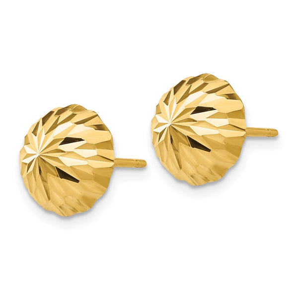 14K Gold Diamond-Cut 10mm Domed Stud Earrings