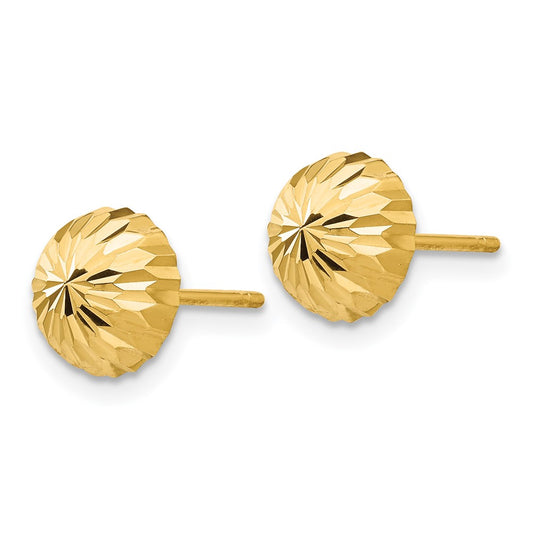Shop Affordable 14K Gold Diamond-Cut 8mm Domed Stud Earrings - Stylish Luxury