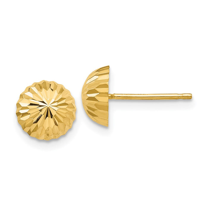 Shop Affordable 14K Gold Diamond-Cut 8mm Domed Stud Earrings - Stylish Luxury-1