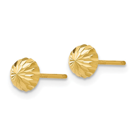Buy Stylish 14K Gold Diamond-Cut 5mm Domed Stud Earrings - Affordable Luxury
