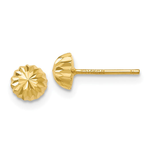 Buy Stylish 14K Gold Diamond-Cut 5mm Domed Stud Earrings - Affordable Luxury