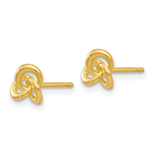 14K Gold Polished Trinity Knot Stud Earrings, 0.85mm