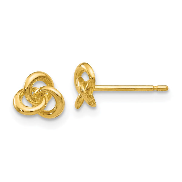 14K Gold Polished Trinity Knot Stud Earrings, 0.85mm
