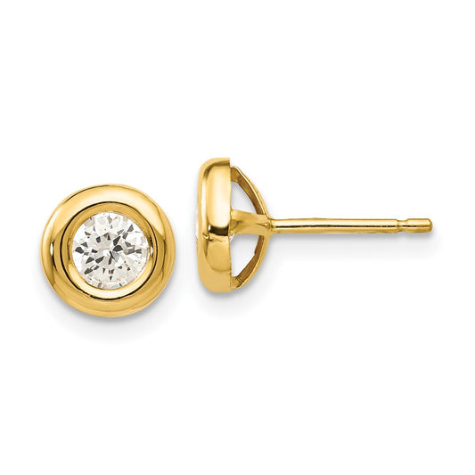 Shop Stylish 14K Gold Polished Cubic Zirconia Fancy Stud Earrings - 1.5g