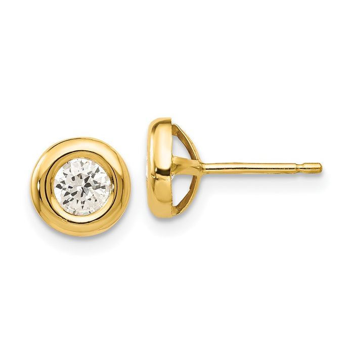 Shop Stylish 14K Gold Polished Cubic Zirconia Fancy Stud Earrings - 1.5g-1