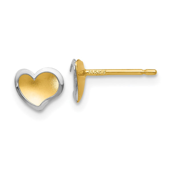 14K Two-Tone Heart Stud Earrings