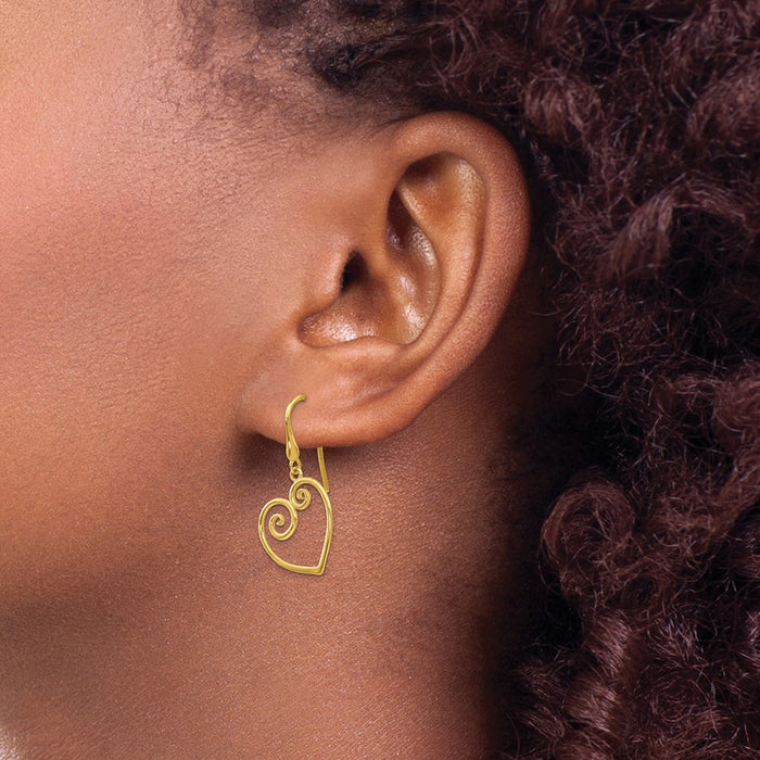 Buy Exclusive 14K Yellow Gold Heart-Shaped Dangle Earrings - Stylish Value!-3