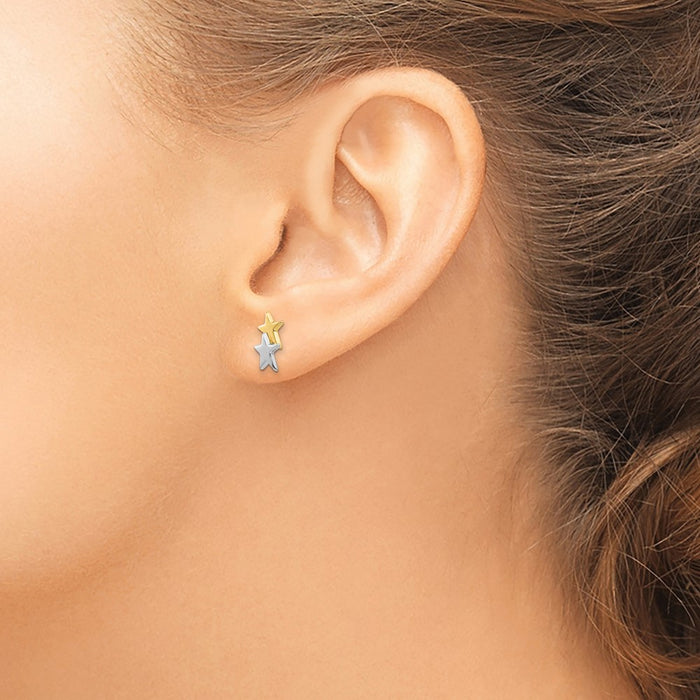 Buy Exclusive 14K Rhodium-Plated Polished Star Stud Earrings - Stylish Value!-3