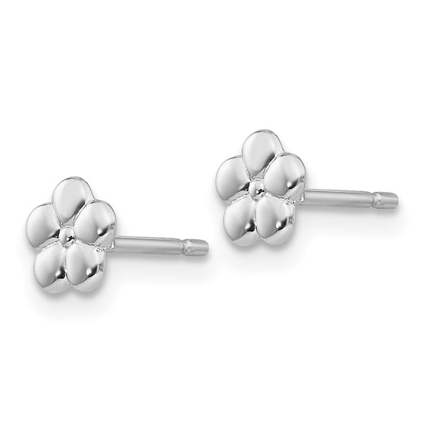 14K White Gold Floral Stud Earrings