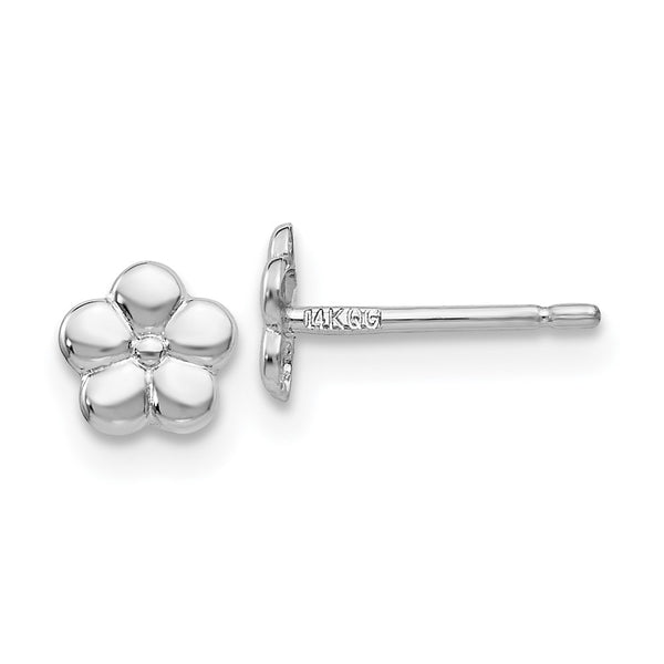 14K White Gold Floral Stud Earrings