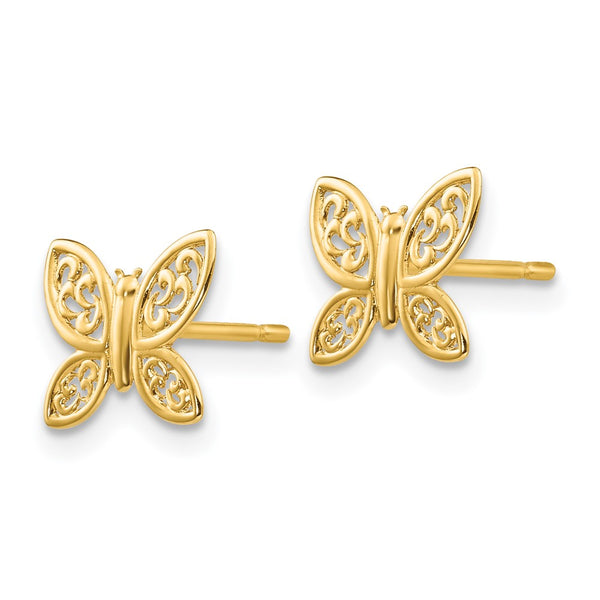 14K Gold Polished Butterfly Stud Earrings - Style GR1-1021038