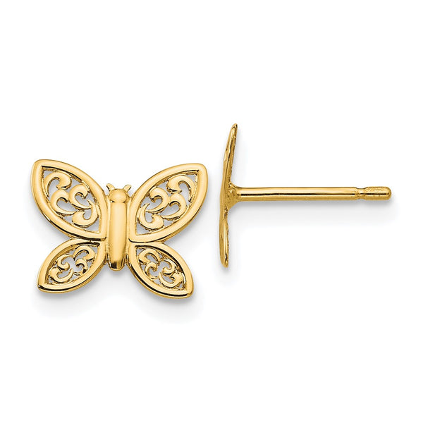 14K Gold Polished Butterfly Stud Earrings - Style GR1-1021038