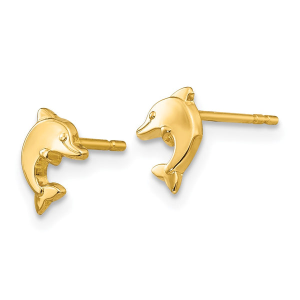 14K Gold Dolphin Stud Earrings - Style GR1-1016057