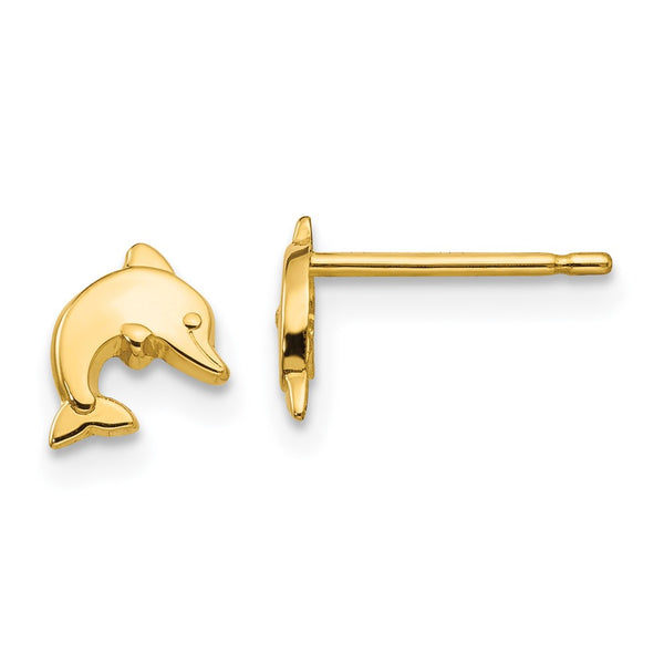 14K Gold Dolphin Stud Earrings - Style GR1-1016057