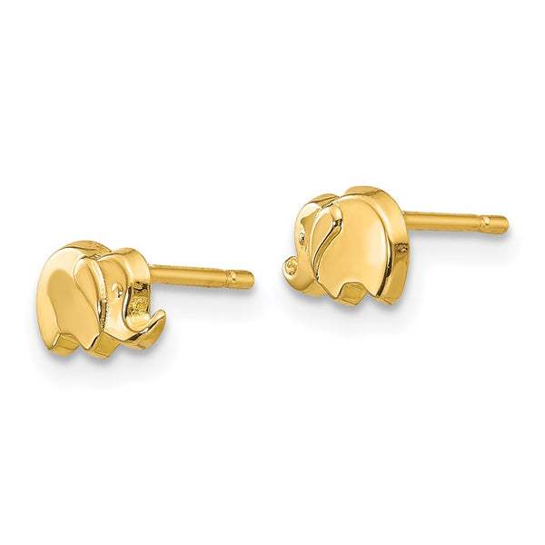 14K Gold Polished Elephant Stud Earrings