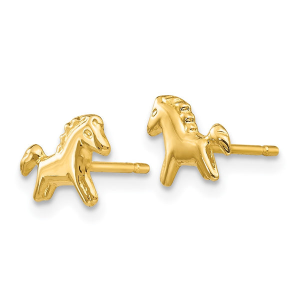 14K Gold Polished Horse Post Earrings