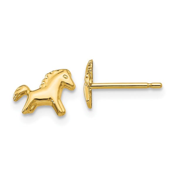 14K Gold Polished Horse Post Earrings