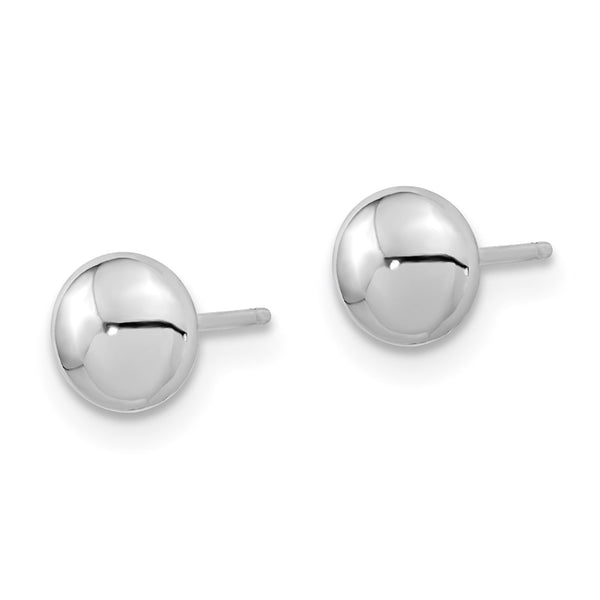 14K White Gold Button Post Earrings - Polished