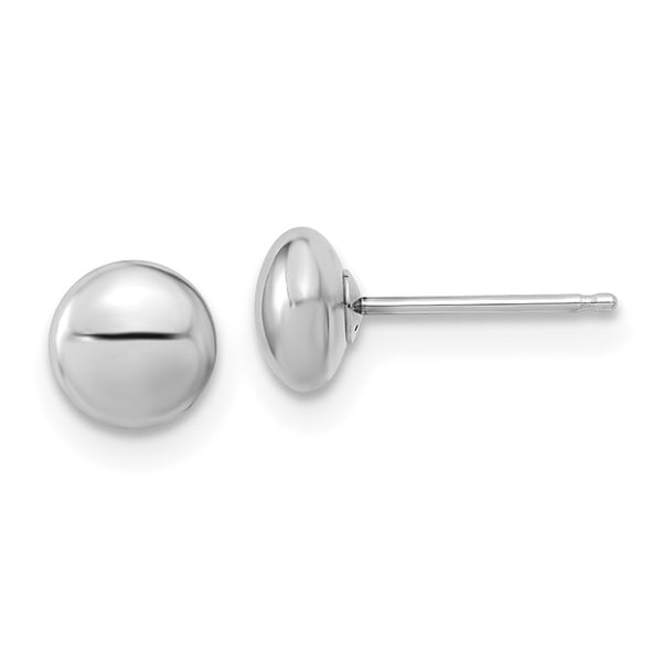 14K White Gold Button Post Earrings - Polished