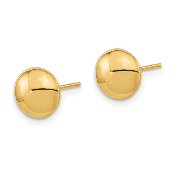 14K Gold Polished Button Stud Earrings
