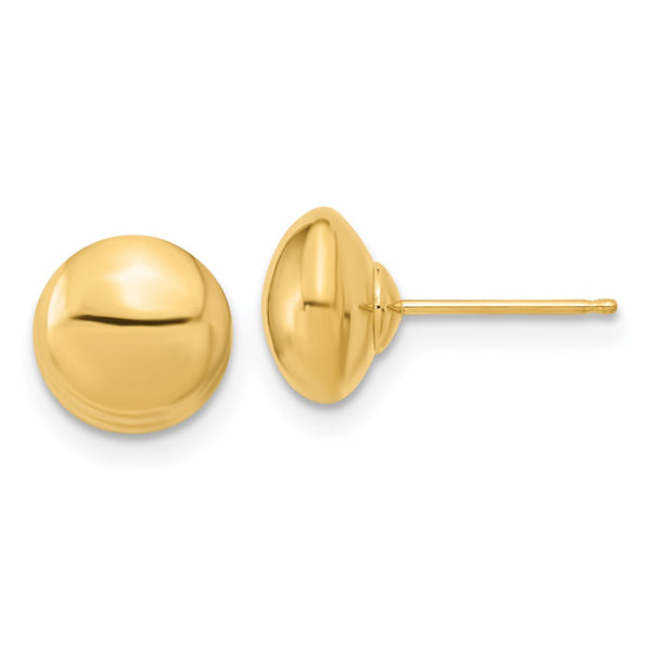 14K Gold Polished Button Stud Earrings