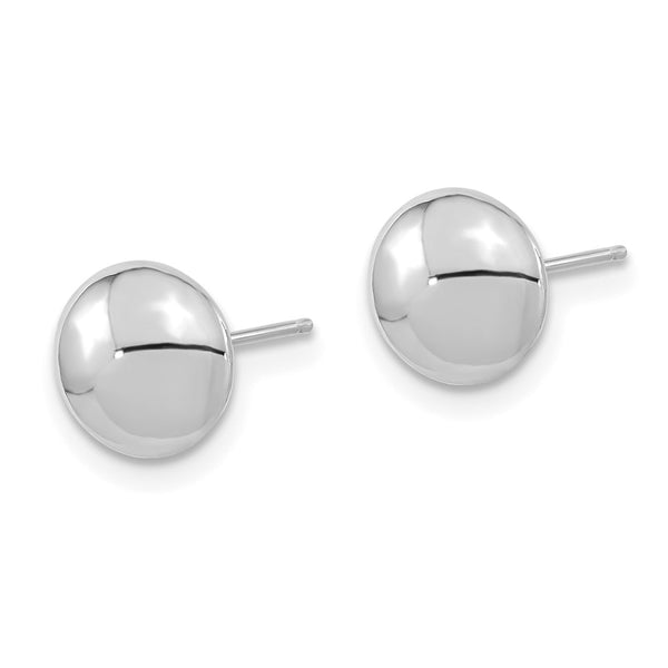 14K White Gold Polished Button Stud Earrings