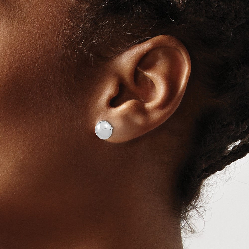 Exclusive 14K White Gold Polished Button Stud Earrings - Stylish & Affordable