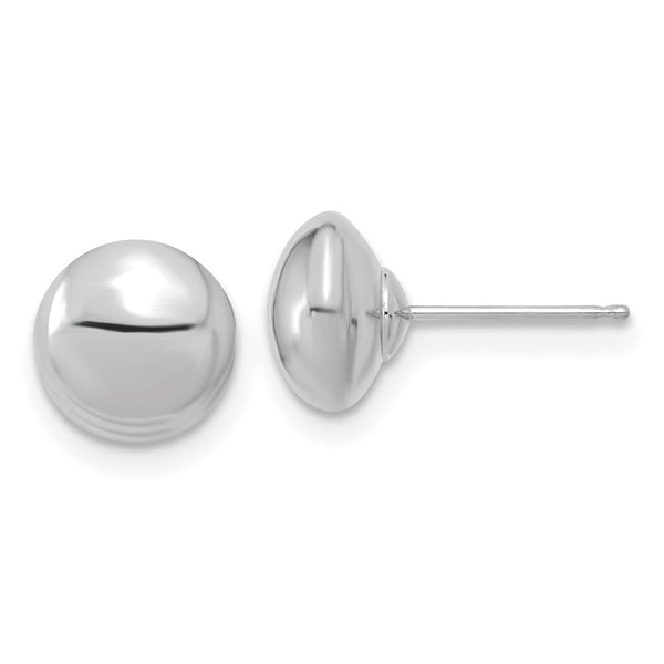 14K White Gold Polished Button Stud Earrings