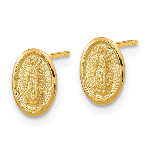 14K Gold Our Lady of Guadalupe Stud Earrings