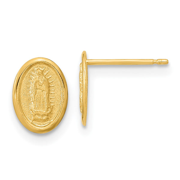 14K Gold Our Lady of Guadalupe Stud Earrings