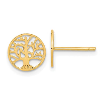 Shop Stylish 14K Gold Round Tree Design Post Earrings - High-Quality & Affordable