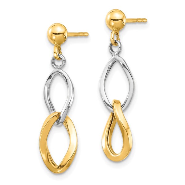14K Two-Tone Drop Earrings - Dangle