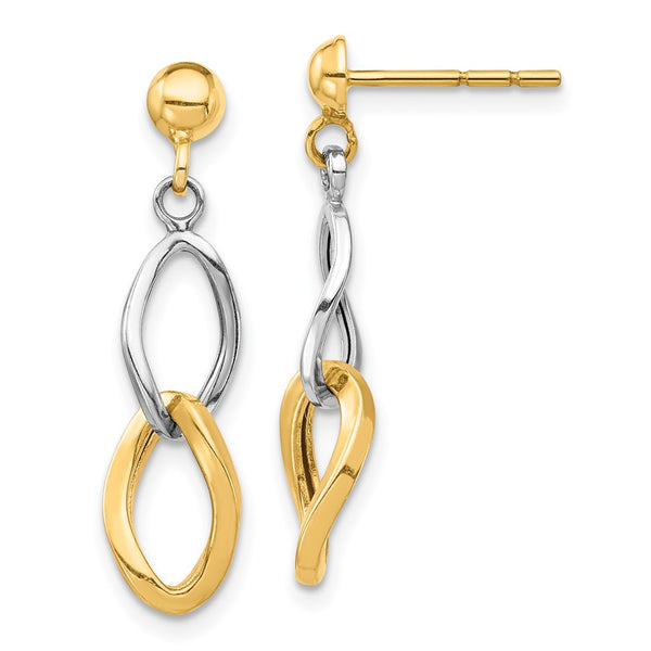 14K Two-Tone Drop Earrings - Dangle