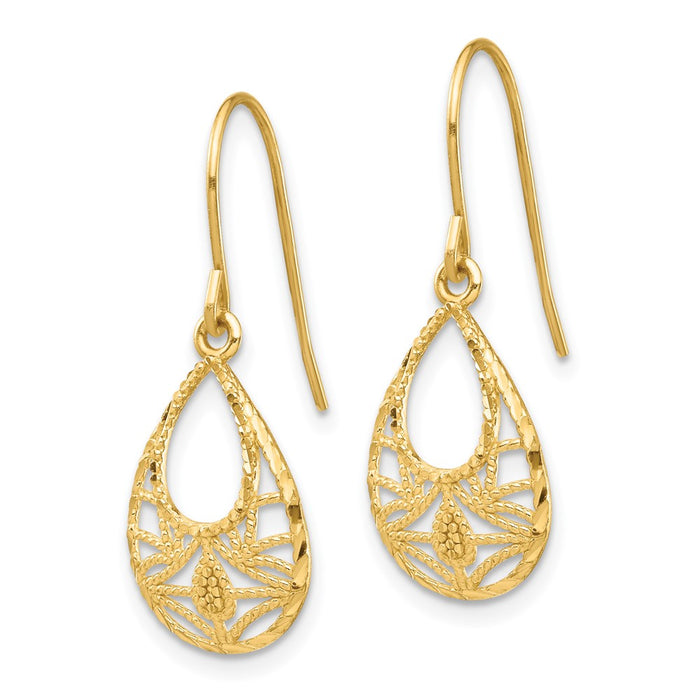 Order Stylish 14K Gold Diamond-Cut Dangle Earrings - Luxury Appeal & Value-2
