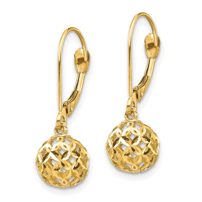 Exclusive 14K Gold Diamond-Cut Bead Dangle Earrings - Stylish & Affordable!-2