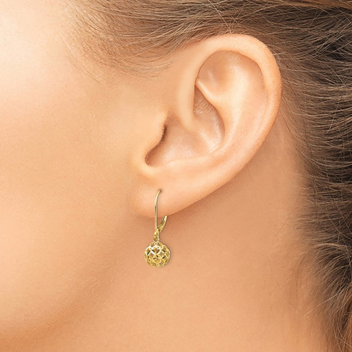 Exclusive 14K Gold Diamond-Cut Bead Dangle Earrings - Stylish & Affordable!-3