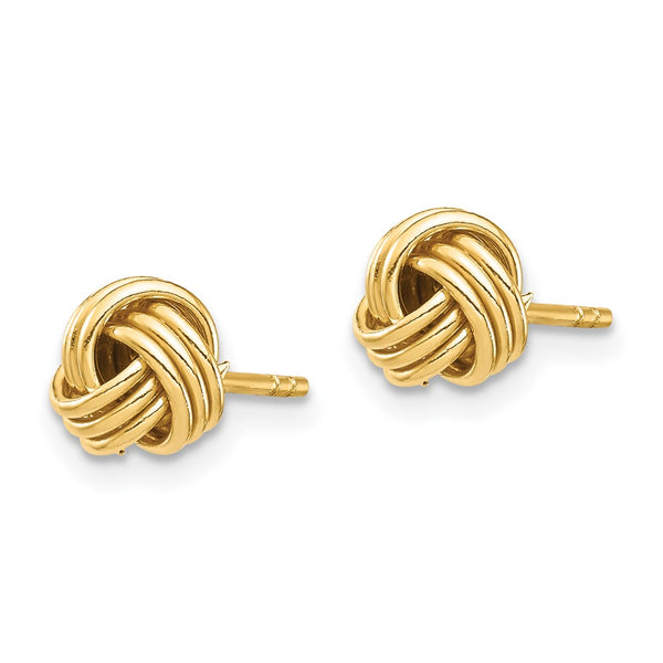 14K Gold Love Knot Stud Earrings - .85mm