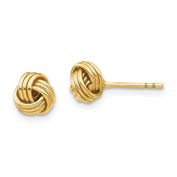 14K Gold Love Knot Stud Earrings - .85mm