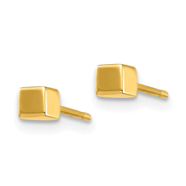 14K Gold Square Stud Earrings