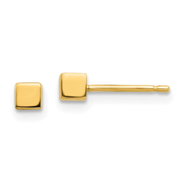 14K Gold Square Stud Earrings