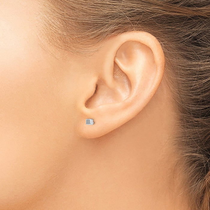 Shop 14K White Gold Square Stud Earrings - Stylish 0.85mm Luxury Design-3