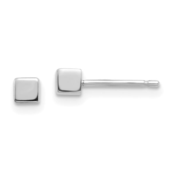 14K White Gold Square Stud Earrings - 0.85mm