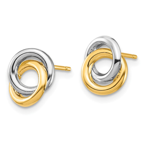 14K Gold Circle Stud Earrings with White Rhodium Finish - 5g