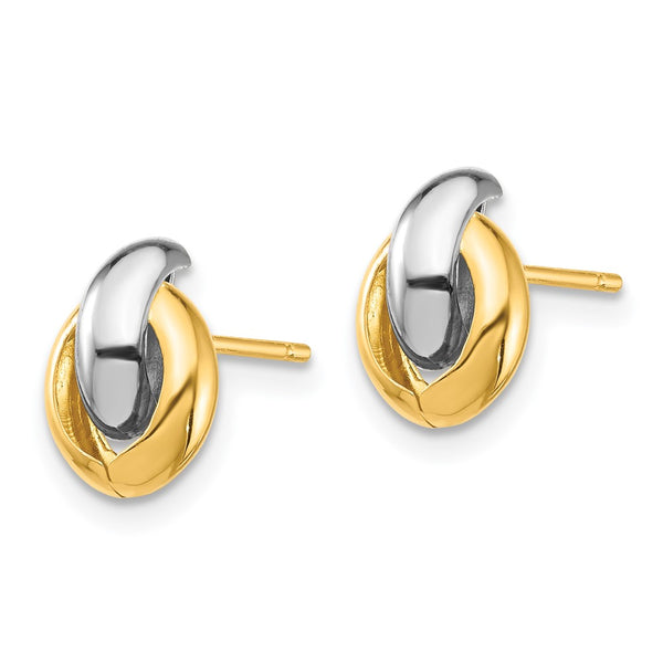 Buy Stylish 14K Gold and White Rhodium Oval Stud Earrings - High-Quality Value