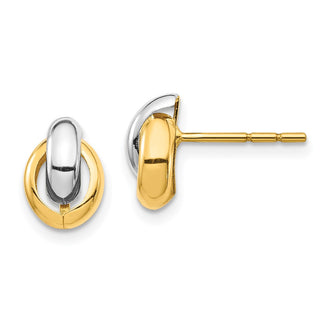 Buy Stylish 14K Gold and White Rhodium Oval Stud Earrings - High-Quality Value