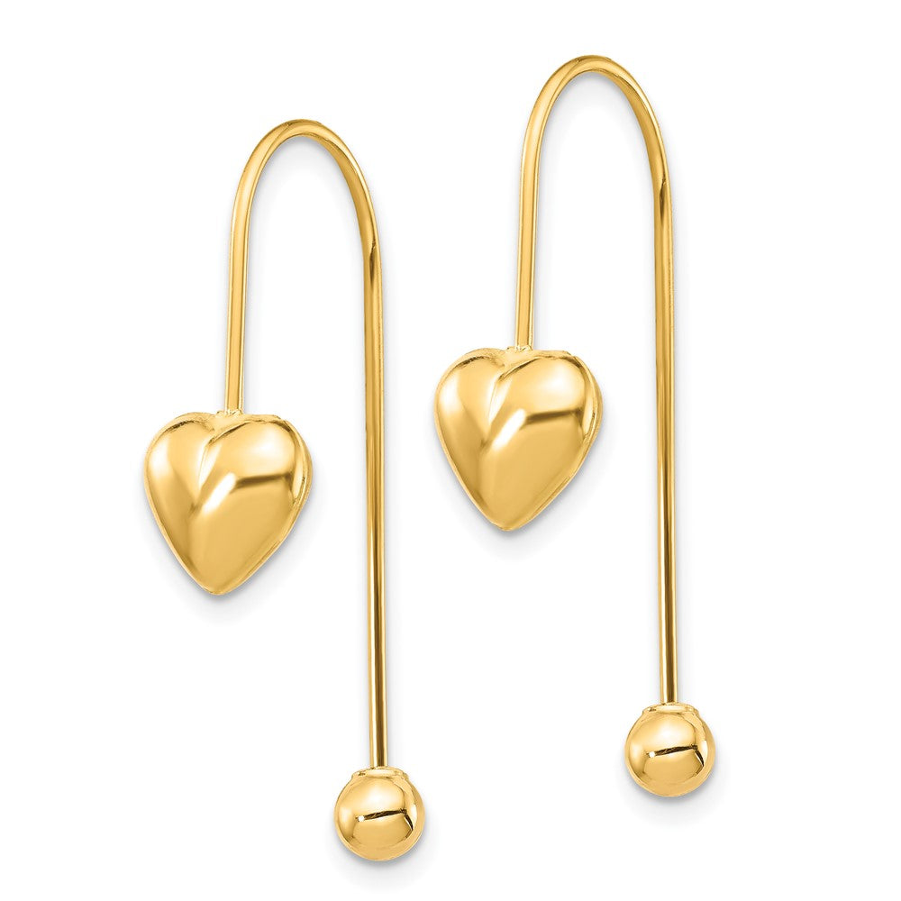 Buy Stylish 14K Gold Puffed Heart Threader Earrings - Exclusive Design & Comfort