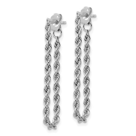 High-Quality 14K White Gold Polished Rope Drop Earrings - Stylish Value
