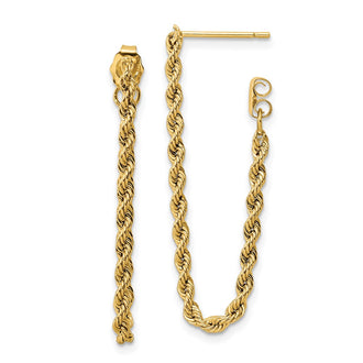Buy Exclusive 14K Gold Polished Rope Drop Earrings - Stylish & Affordable!
